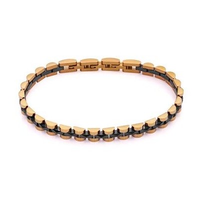 Pulsera de hombre Magnum de acero en Ip dorado con eslabones y cerámica negra Ref: 6476P01012