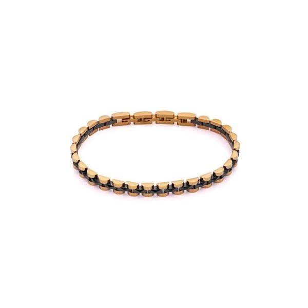 Pulsera de hombre Magnum de acero en Ip dorado con eslabones y cerámica negra Ref: 6476P01012