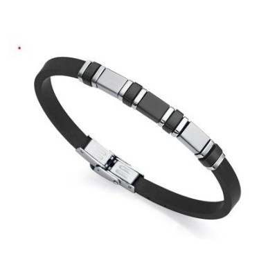 Pulsera Heat de silicona negra y placa de acero con Ip Negro y silicona Ref: 14009P01010