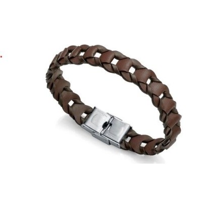 Pulsera Air de piel trenzada marrón con cierre ajustable Ref: 75082P01011