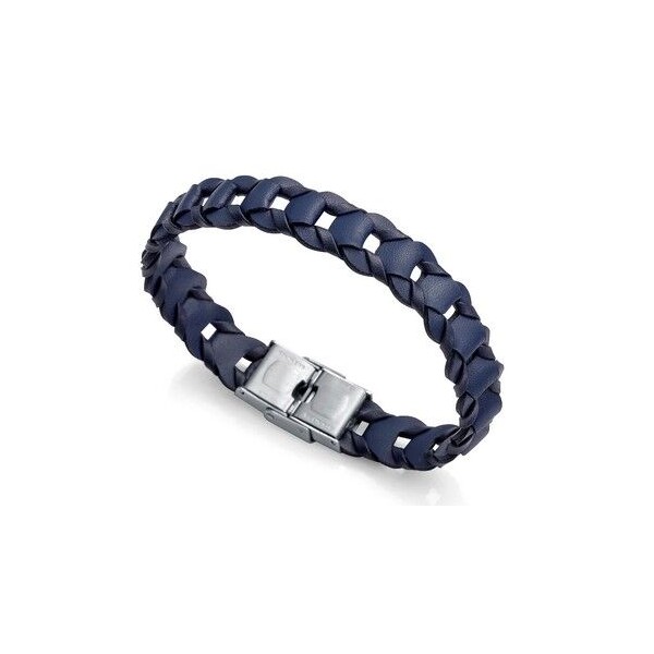 Pulsera Air de piel trenzada azul con cierre ajustable Ref: 75082P01013