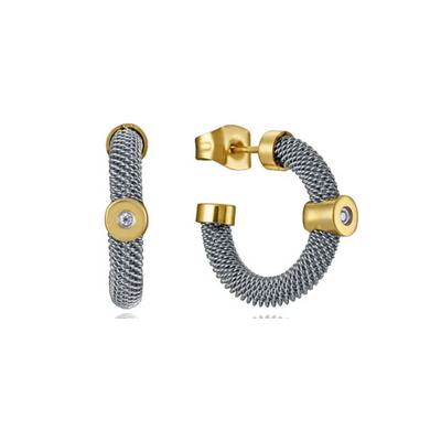 Pendientes Viceroy Fashion Chic Mujer Aro Malla Milanesa y Diamante Ref.6482E01000