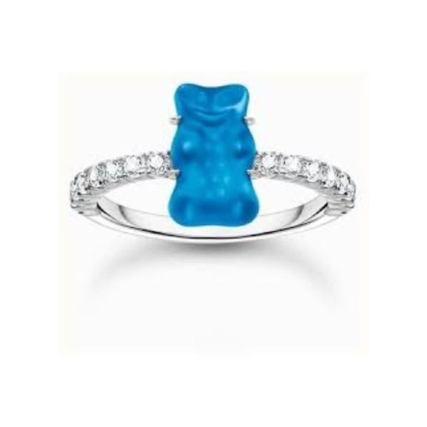 Anillo  THOMAS SABO - HARIBO RF TR2459-052-1-54   de plata con Osito de Oro azul mini y piedras de circonita