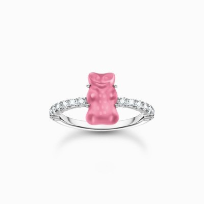 Anillo  Thomas sabo RF, TR2459-052-9-56 Anillo de plata con Osito de Oro HARIBO rosa mini y piedras de circonita.