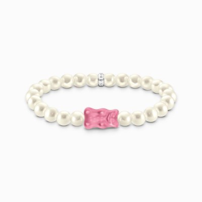 Pulsera Thomas sabo RF A2154-082-9-L17 de perlas de plata con Osito de Oro HARIBO rosa