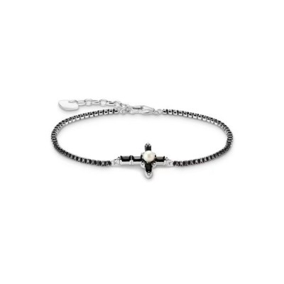 Pulsera Thomas Sabo Mujer Con Piedras Negras Cross Romance Plata Ref: A2173-167-11-L19V
