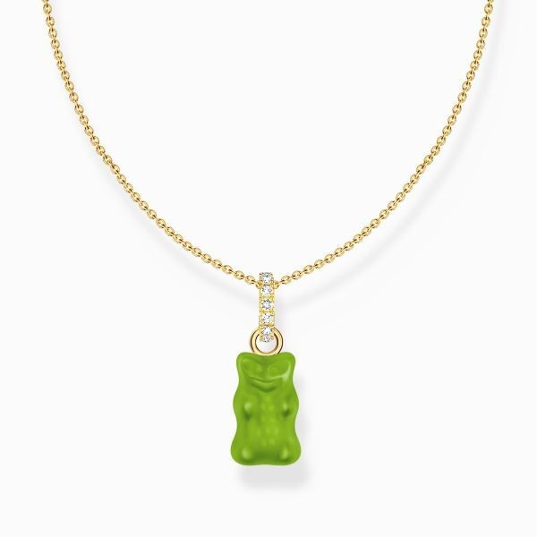 Cadena Thomas sabo RF, KE2209-414-6-L45V baño de oro, colgante de Osito HARIBO  de Oro verde y piedras