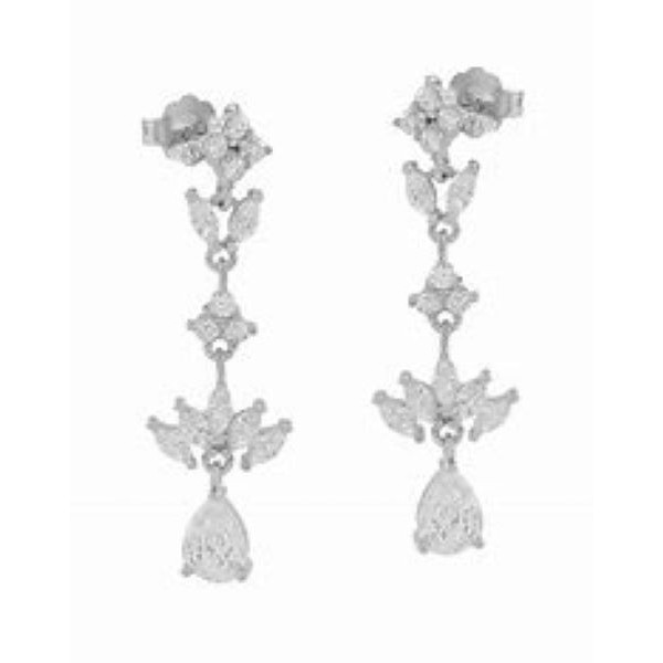 Pendientes Itemporality Flor y Gota de plata y circonitas -RF:  SEA-101-227-UU