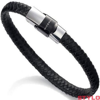Pulsera Viceroy Fashion Caballero Yard Acero y Piel Negra Ref: 6097P09010