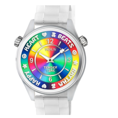 Reloj Tous tender time de acero con correa de silicona blanca Ref: 200350996