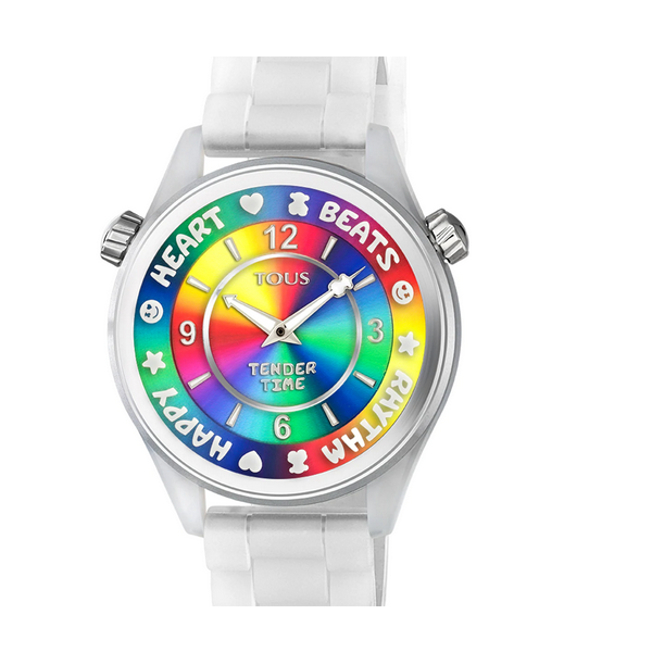 Reloj Tous tender time de acero con correa de silicona blanca Ref: 200350996