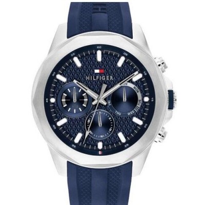 Reloj Tommy Hilfiger Lars Plateado y Azul Multifunción Hombre Ref. 1710649