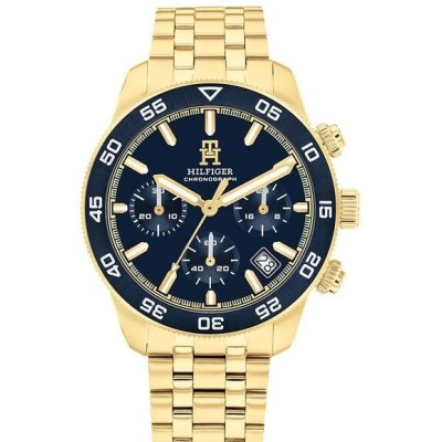 Reloj Tommy Hilfiger Lars Acero Dorado Ip Esfera Azul Ref.1792158