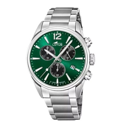 Reloj Lotus Caballero Chrono Acero Inoxidable Esfera Verde 42mm Ref: 18690/4