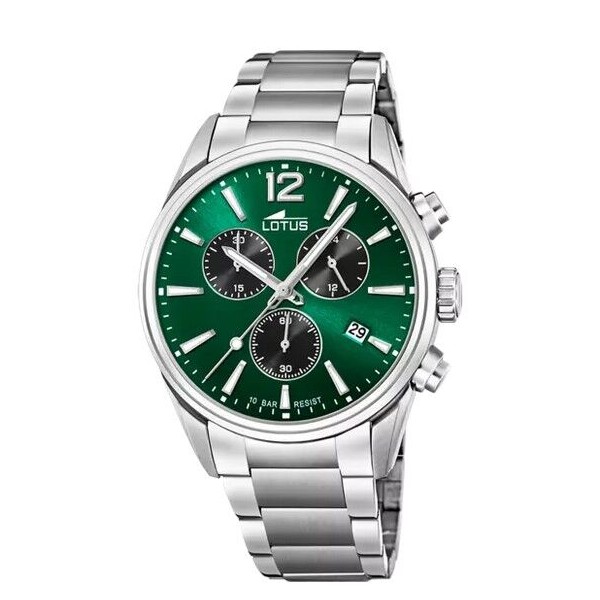 Reloj Lotus Caballero Chrono Acero Inoxidable Esfera Verde 42mm Ref: 18690/4