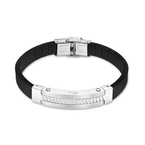 Pulsera Lotus Style Caballero Caucho Negro Acero Inoxidable Ref: LS2454/2/1