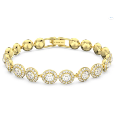 Pulsera Swarovski Angélica Corte Redondo Pavé Mediano Blanco Chapado En Tonos Dorados Ref: 5505469