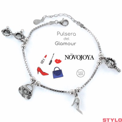 Colección Eres Lo Más Pulsera Eres Lo Mas Glamour Cadena Veneciana Rodiada Con Colgantes Ref: 9101768