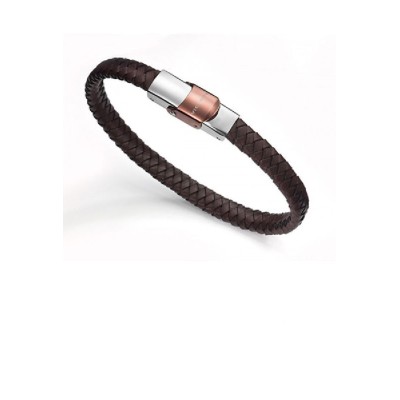 Pulsera Viceroy Fashion Caballero Yard Piel Trenzada Marrón Cierre Acero Ref: 6097P09011