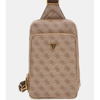 Mini Mochila Guess Caballero Milano Logo Crossover Beige Brown Logo Ref: HMMILOP5226-BBO