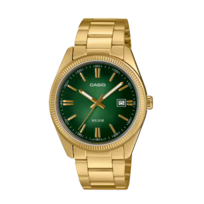 Reloj Casio Timeless Collection MTP-1302 Series Correa Acero Inoxidable Dorado 38.5mm  Ref: MTP-1302PGC-3AVEF