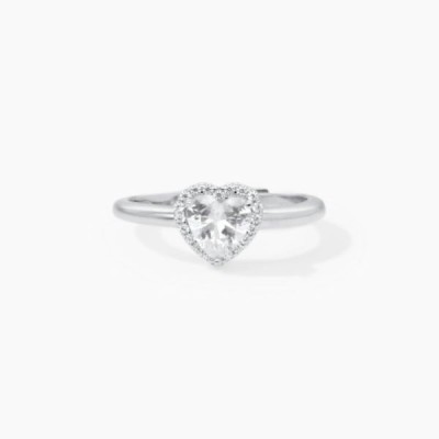 Anillo Mabina Mujer Love Affair Corazón Plata De Ley Con Circonita Blanca Ref: 523184