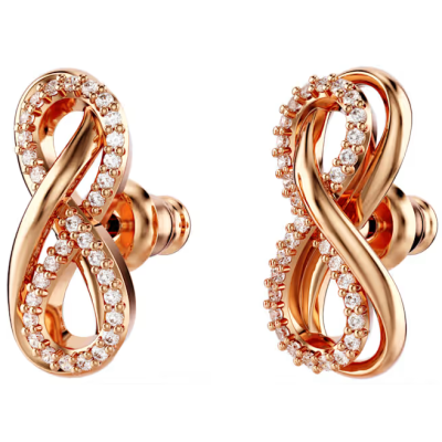Pendientes Swarovski De Botón Hyperbola Símbolo Infinito Blancos Baño Tono Oro Rosa Ref: 5680485