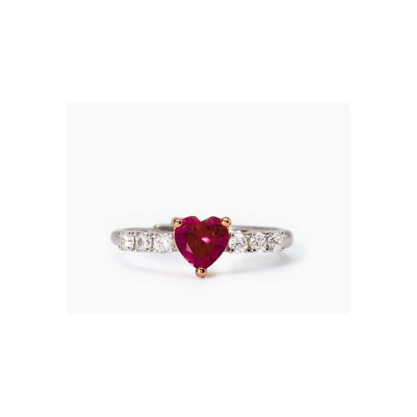 Anillo Mabina Mujer Lovely Corazón Con Circonitas Blancas Y Rojas Plata De Ley Ref: 523407