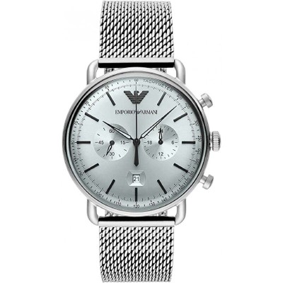 Reloj Emporio Armani Caballero Aviator Malla Milanesa Acero 41mm Ref: AR11288