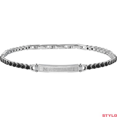 Pulsera Maserati Gioielli Caballero Acero y Circonitas Negras 220MM Ref: JM420ATJ04
