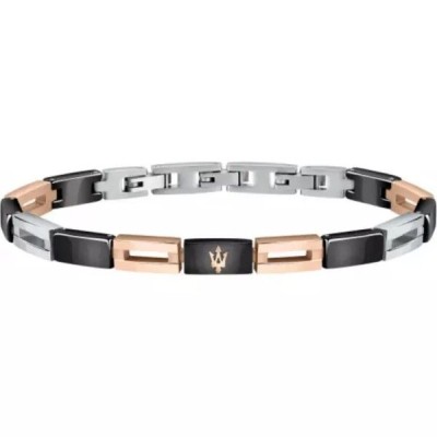 Pulsera Maserati Gioelli Caballero Acero, Cerámica Negra y Pvd Rosado Ref:  JM421ATZ09