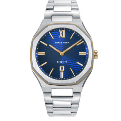 Reloj Viceroy Caballero Colección Laura Escanes Acero Esfera Azul/Dorado, Cristal Zafiro 41mm Ref: 45009-33