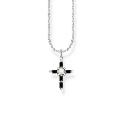 Cadena Thomas Sabo Con Colgante En Forma De Cruz Negra Cross Romance De Plata Ref: KE2296-167-11-L45V