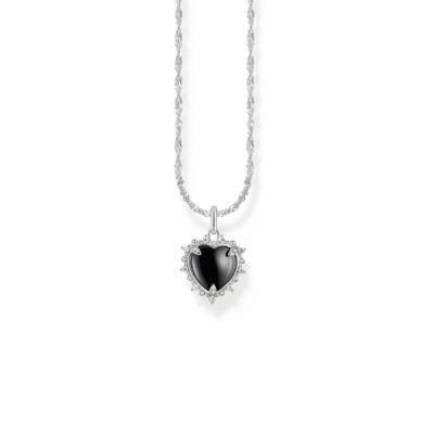 Cadena Con Colgante Thomas Sabo Corazón Con Circonita Negra Pulida Heart Romance Plata Ref: KE2297-643-11-L45V