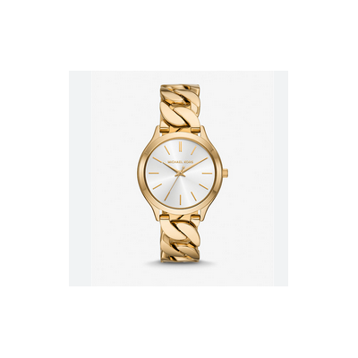 Reloj Michael Kors Slim Runway Acero Ip Dorado Cadena Eslabones 38mm Ref: MK7472