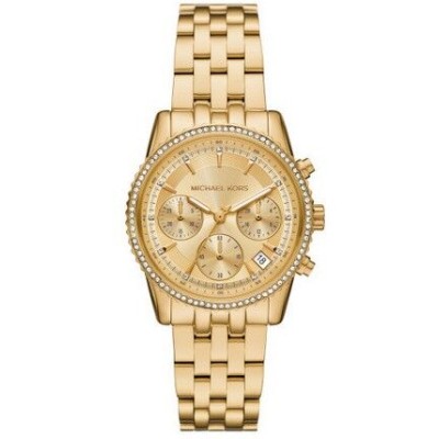 Reloj Michel Kors De Mujer Ritz Cronógrafo Acero Dorado Ref: MK7530