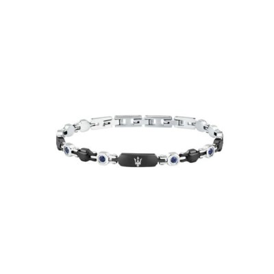 Pulsera Maserati Gioelli Caballero Acero/Ip Negro Circonitas Azul Zafiro Ref: JM335AXO09
