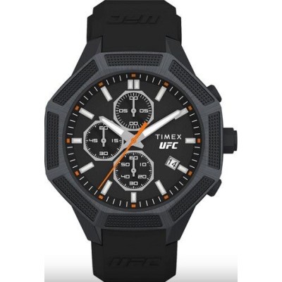 Reloj Timex UFC Official Timekeeper Of UFC Acero Ip Negro y Correa Silicona Negro Octogonal 45mm Ref: TW2V87200