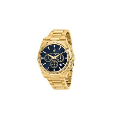 Reloj Maserati Caballero Velocitá Acero Ip Dorado Esfera Azul Cronógrafo 43mm Ref: R8873652002