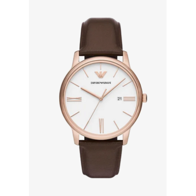 Reloj Emporio Armani Caballero Classics Acero Rosado Piel Marrón 42mm Ref: AR11572