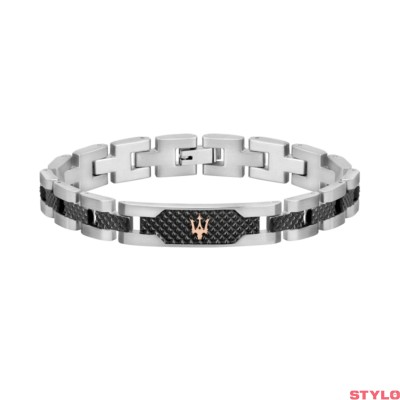 Pulsera Maserati Gioelli Caballero Cerámica Negro Acero Ip Rose Ref: JM419ASC01