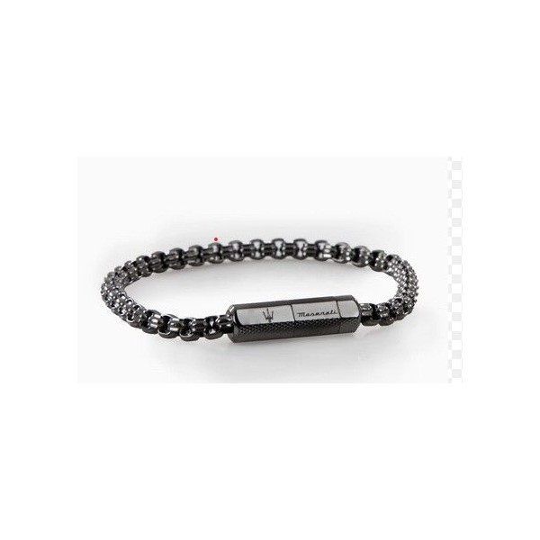Pulsera Maserati Gioelli Caballero Acero Ip Negro Logo Rosado Ref: JM223ATK26