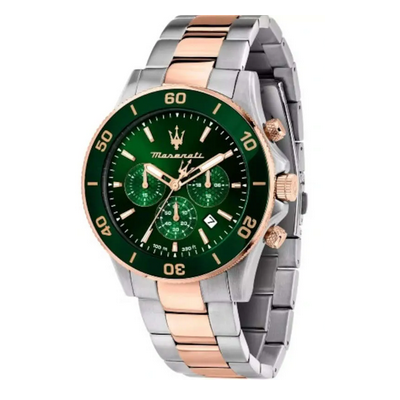 Reloj Maserati Competizione Caballero Bicolor Acero/Ip Rosado Cronógrafo Bisel Cerámico 43mm Ref: R8873600004