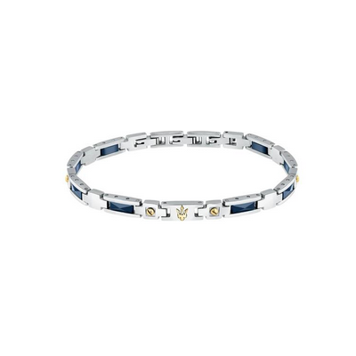 Pulsera Maserati Gioelli Caballero Cerámica Azul y Acero Bicolor Ref: JM423ATZ31
