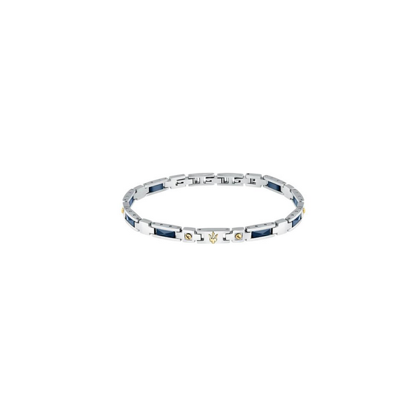 Pulsera Maserati Gioelli Caballero Cerámica Azul y Acero Bicolor Ref: JM423ATZ31