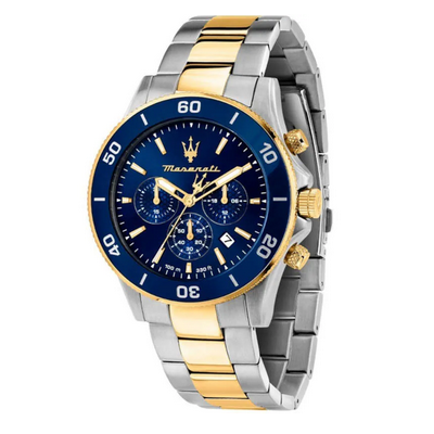 Reloj Maserati Competizione Caballero Bicolor Acero/Ip Dorado Cronógrafo Esfera Azul 43mm Ref: R8873600006