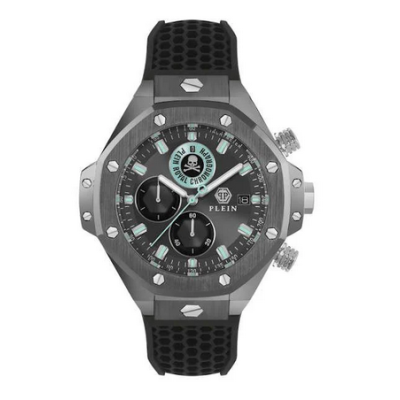 Reloj Philipp Plein Caballero Chrono Royal Sport-Tech Acero Ip Gris, Silicona Negro 46mm Ref: PWLFA0125