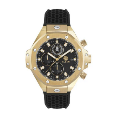 Reloj Philipp Plein Caballero Chrono Royal Sport-Tech Acero Ip Dorado Silicona Negro 46mm Ref: PWLFA0325