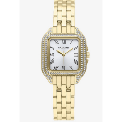 Reloj Radiant Mujer Bahamas Luxe Correa Acero Baño Dorado 28mm Ref: RA658202