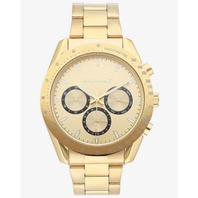 Reloj Radiant Caballero Marlon Correa Acero Baño Dorado 44mm Ref: RA668703